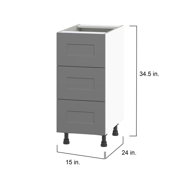 Hugo&Borg Beaumont 15 x 34.5 x 24.88-in Painted Slate Grey Drawer Base Semi-Custom Cabinet