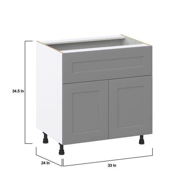 Hugo&Borg Beaumont 33 x 34.5 x 24.88-in Painted Slate Grey Door and Drawer Base Semi-Custom Cabinet