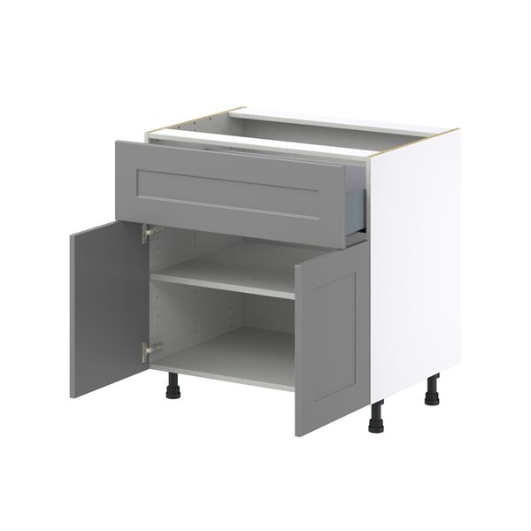 Hugo&Borg Beaumont 33 x 34.5 x 24.88-in Painted Slate Grey Door and Drawer Base Semi-Custom Cabinet