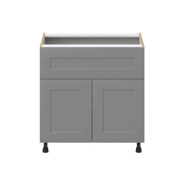 Hugo&Borg Beaumont 33 x 34.5 x 24.88-in Painted Slate Grey Door and Drawer Base Semi-Custom Cabinet