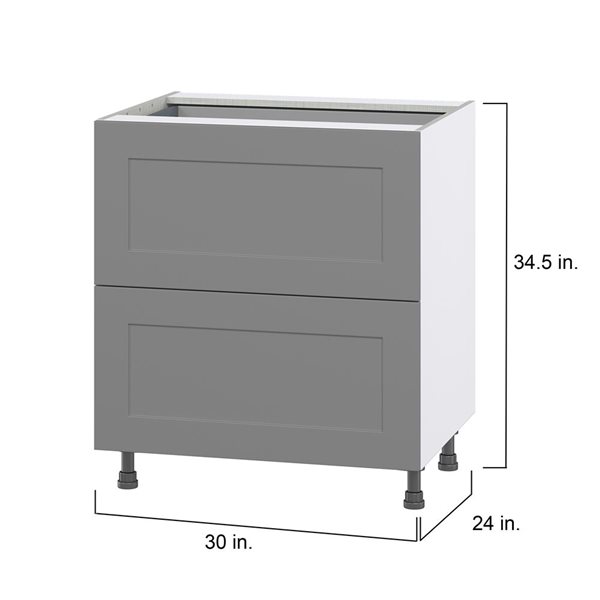 Hugo&Borg Beaumont 30 x 34.5 x 24.88-in Painted Slate Grey Drawer Base Semi-Custom Cabinet