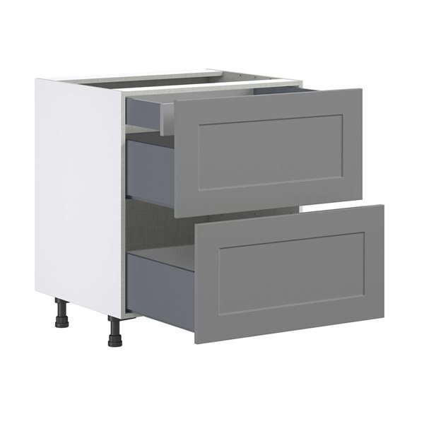 Hugo&Borg Beaumont 30 x 34.5 x 24.88-in Painted Slate Grey Drawer Base Semi-Custom Cabinet