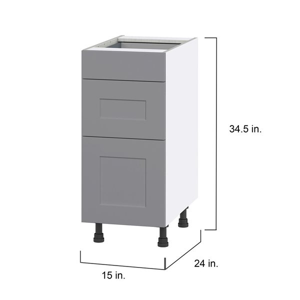 Hugo&Borg Beaumont 15 x 34.5 x 24.88-in Painted Slate Grey Drawer Base Semi-Custom Cabinet