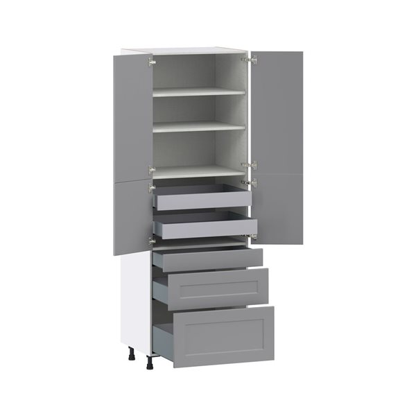 Hugo&Borg Beaumont 30 x 89.5 x 24.88-in Painted Slate Grey Door and Drawer Pantry Semi-Custom Cabinet