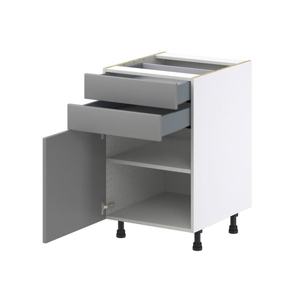 Hugo&Borg Beaumont 21 x 34.5 x 24.88-in Painted Slate Grey Door and Drawer Base Semi-Custom Cabinet