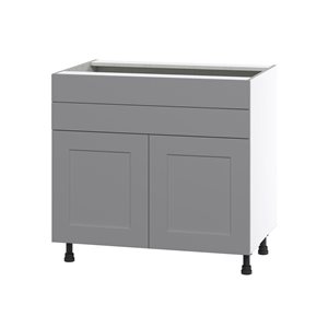 Hugo&Borg Beaumont 36 x 34.5 x 24.88-in Painted Slate Grey Door and Drawer Base Semi-Custom Cabinet