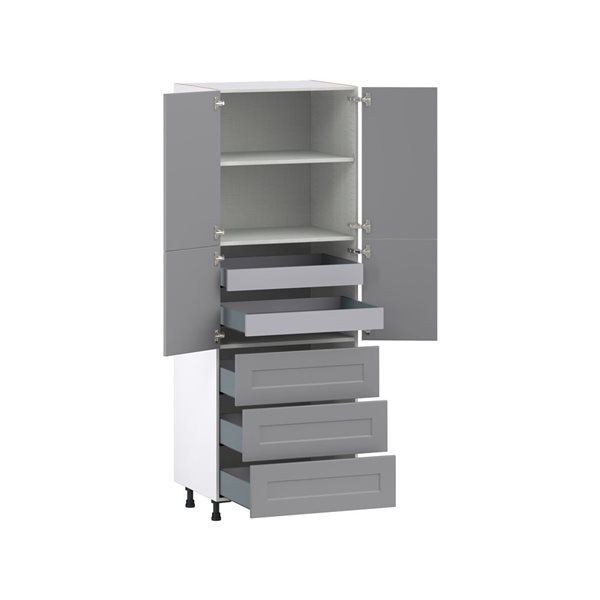 Hugo&Borg Beaumont 30 x 84.5 x 24.88-in Painted Slate Grey Door and Drawer Pantry Semi-Custom Cabinet