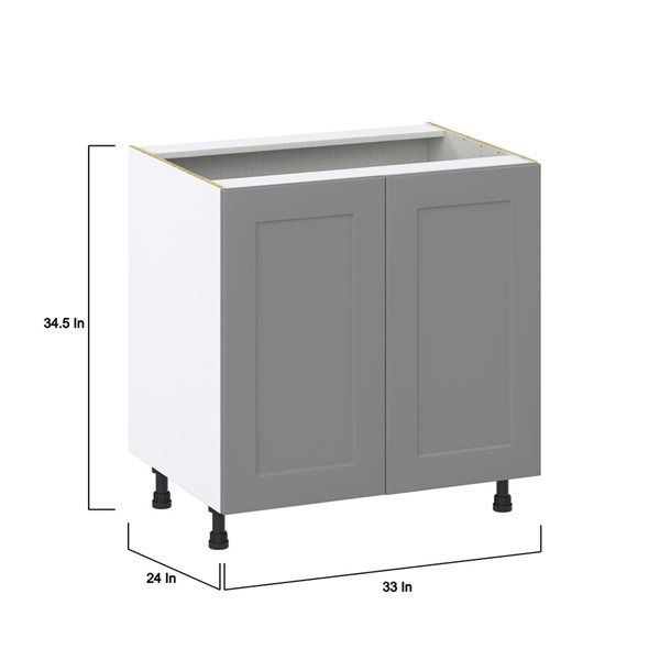 Hugo&Borg Beaumont 33 x 34.5 x 24.88-in Painted Slate Grey Door Base Semi-Custom Cabinet