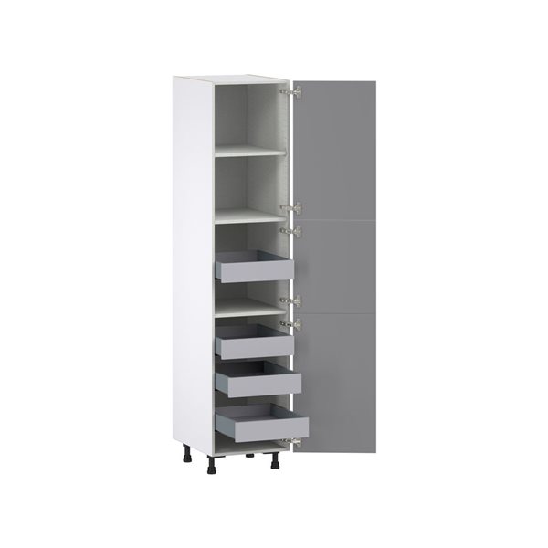 Hugo&Borg Beaumont 18 x 84.5 x 24.88-in Painted Slate Grey Door and Drawer Pantry Semi-Custom Cabinet