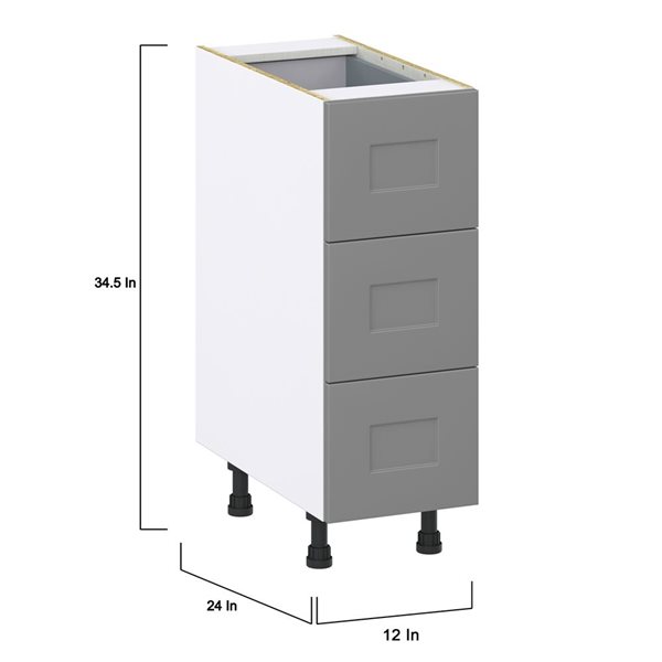 Hugo&Borg Beaumont 12 x 34.5 x 24.88-in Painted Slate Grey Drawer Base Semi-Custom Cabinet