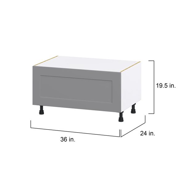 Hugo&Borg Beaumont 36 x 19.5 x 24.88-in Painted Slate Grey Drawer Base Semi-Custom Cabinet