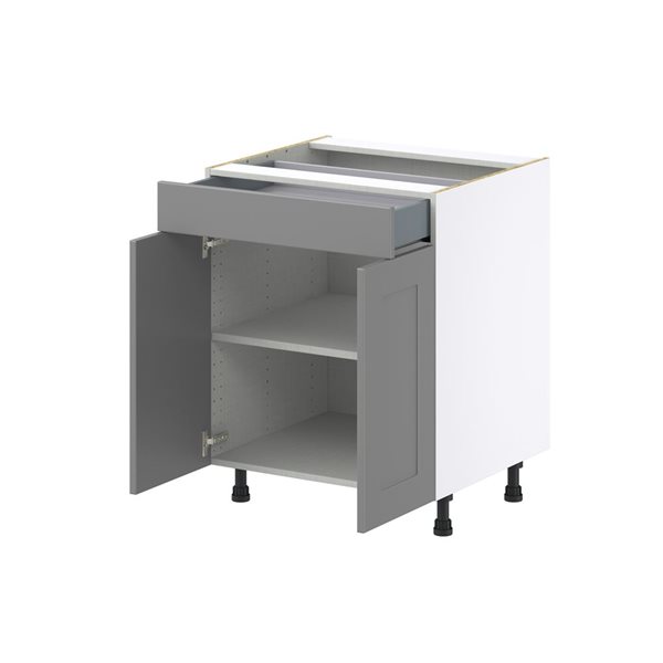 Hugo&Borg Beaumont 27 x 34.5 x 24.88-in Painted Slate Grey Door and Drawer Base Semi-Custom Cabinet