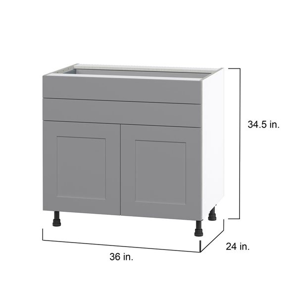 Hugo&Borg Beaumont 36 x 34.5 x 24.88-in Painted Slate Grey Door and Drawer Base Semi-Custom Cabinet