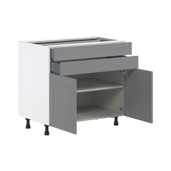 Hugo&Borg Beaumont 36 x 34.5 x 24.88-in Painted Slate Grey Door and Drawer Base Semi-Custom Cabinet