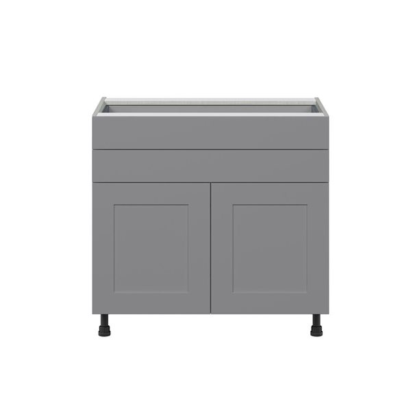 Hugo&Borg Beaumont 36 x 34.5 x 24.88-in Painted Slate Grey Door and Drawer Base Semi-Custom Cabinet