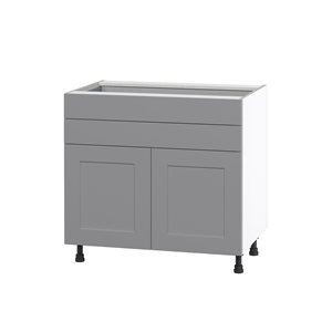 Hugo&Borg Beaumont 36 x 34.5 x 24.88-in Painted Slate Grey Door and Drawer Base Semi-Custom Cabinet