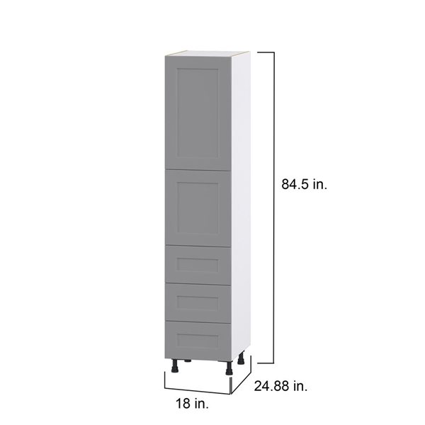 Hugo&Borg Beaumont 18 x 84.5 x 24.88-in Painted Slate Grey Door and Drawer Pantry Semi-Custom Cabinet