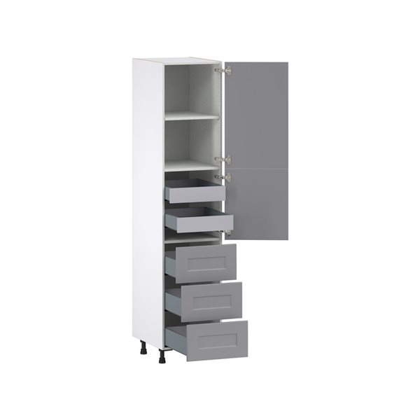 Hugo&Borg Beaumont 18 x 84.5 x 24.88-in Painted Slate Grey Door and Drawer Pantry Semi-Custom Cabinet