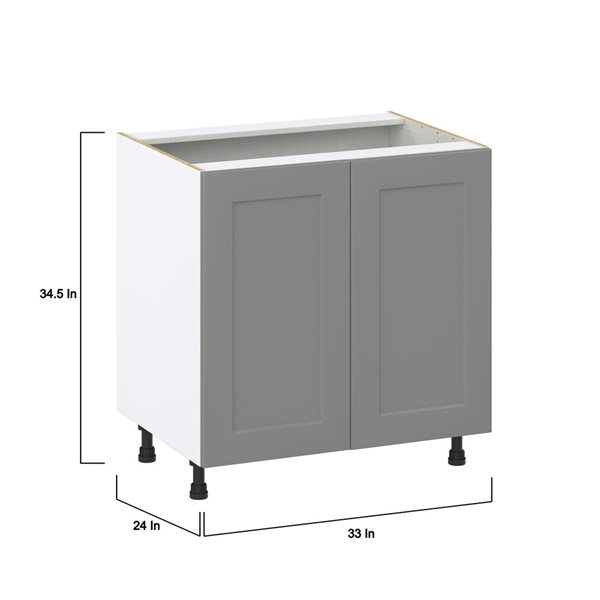 Hugo&Borg Beaumont 33 x 34.5 x 24.88-in Painted Slate Grey Door Base Semi-Custom Cabinet