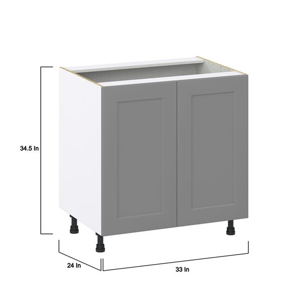 Hugo&Borg Beaumont 33 x 34.5 x 24.88-in Painted Slate Grey Door and Drawer Base Semi-Custom Cabinet