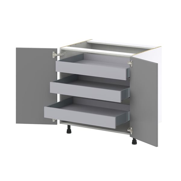 Hugo&Borg Beaumont 33 x 34.5 x 24.88-in Painted Slate Grey Door and Drawer Base Semi-Custom Cabinet