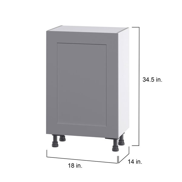 Hugo&Borg Beaumont 18 x 34.5 x 14.88-in Painted Slate Grey Door and Drawer Base Semi-Custom Cabinet