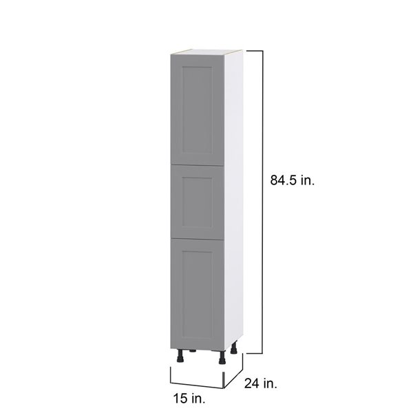 Hugo&Borg Beaumont 15 x 84.5 x 24.88-in Painted Slate Grey Door Pantry Semi-Custom Cabinet