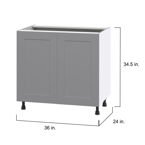 Hugo&Borg Beaumont 36 x 34.5 x 24.88-in Painted Slate Grey Sink Base Semi-Custom Cabinet