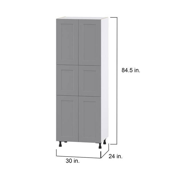 Hugo&Borg Beaumont 30 x 84.5 x 24.88-in Painted Slate Grey Door Pantry Semi-Custom Cabinet