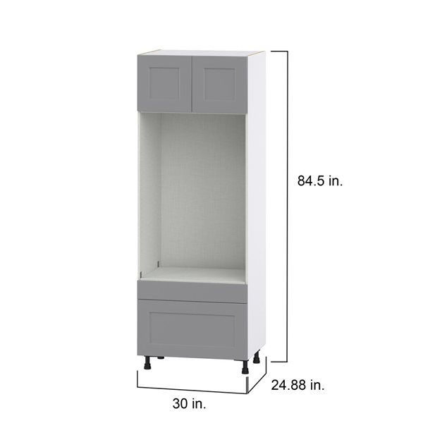 Hugo&Borg Beaumont 30 x 84.5 x 24.88-in Painted Slate Grey Door and Drawer Pantry Semi-Custom Cabinet