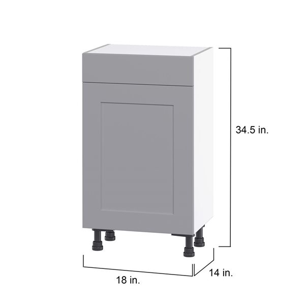 Hugo&Borg Beaumont 18 x 34.5 x 14.88-in Painted Slate Grey Door and Drawer Base Semi-Custom Cabinet