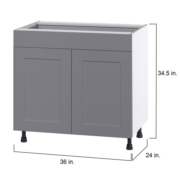 Hugo&Borg Beaumont 36 x 34.5 x 24.88-in Painted Slate Grey Door and Drawer Base Semi-Custom Cabinet