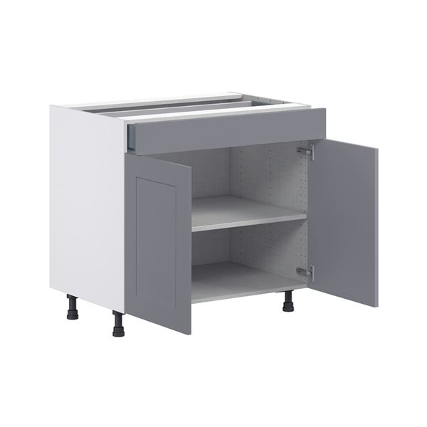 Hugo&Borg Beaumont 36 x 34.5 x 24.88-in Painted Slate Grey Door and Drawer Base Semi-Custom Cabinet