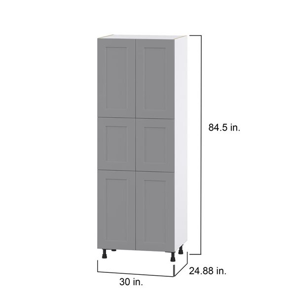 Hugo&Borg Beaumont 30 x 84.5 x 24.88-in Painted Slate Grey Door and Drawer Pantry Semi-Custom Cabinet