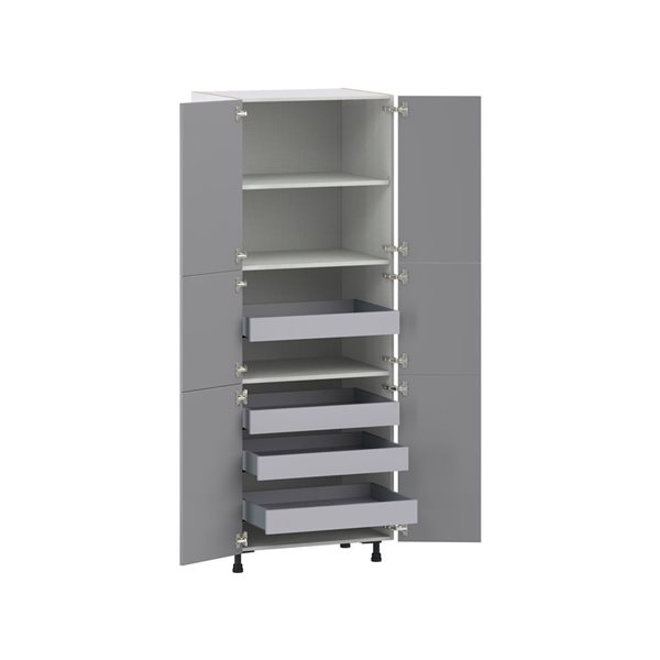 Hugo&Borg Beaumont 30 x 84.5 x 24.88-in Painted Slate Grey Door and Drawer Pantry Semi-Custom Cabinet