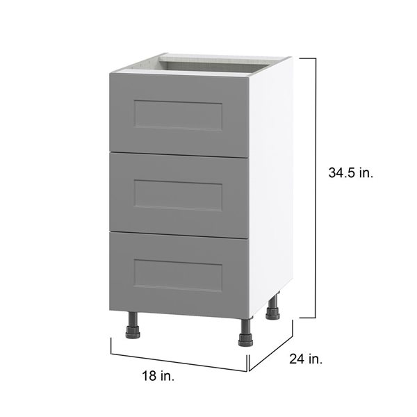 Hugo&Borg Beaumont 18 x 34.5 x 24.88-in Painted Slate Grey Drawer Base Semi-Custom Cabinet