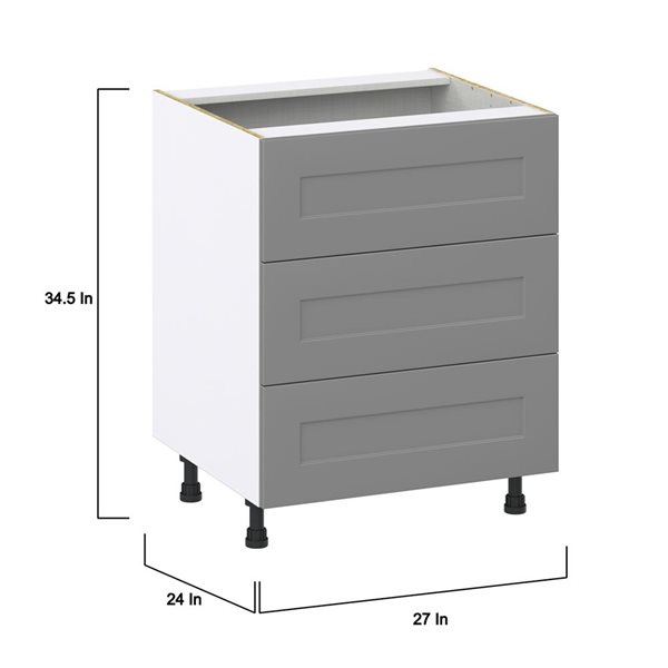 Hugo&Borg Beaumont 27 x 34.5 x 24.88-in Painted Slate Grey Drawer Base Semi-Custom Cabinet