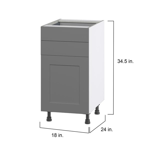 Hugo&Borg Beaumont 18 x 34.5 x 24.88-in Painted Slate Grey Door and Drawer Base Semi-Custom Cabinet