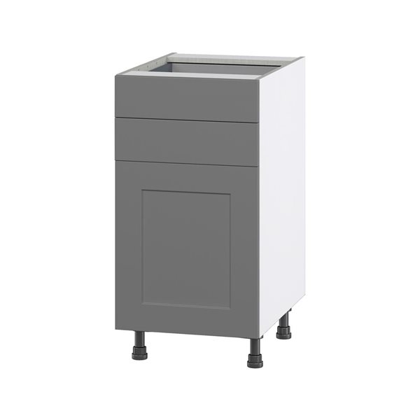 Hugo&Borg Beaumont 18 x 34.5 x 24.88-in Painted Slate Grey Door and Drawer Base Semi-Custom Cabinet