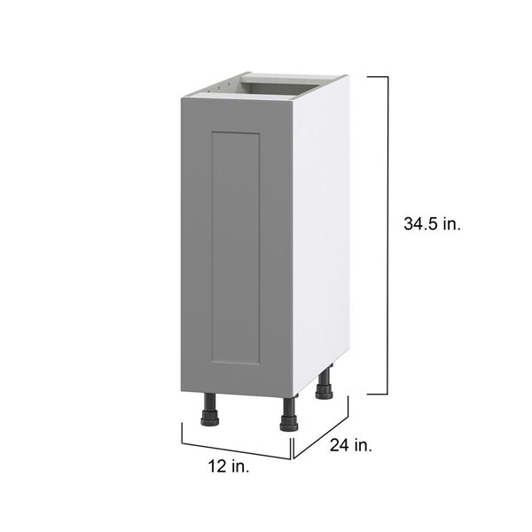 Hugo&Borg Beaumont 12 x 34.5 x 24.88-in Painted Slate Grey Door Base Semi-Custom Cabinet