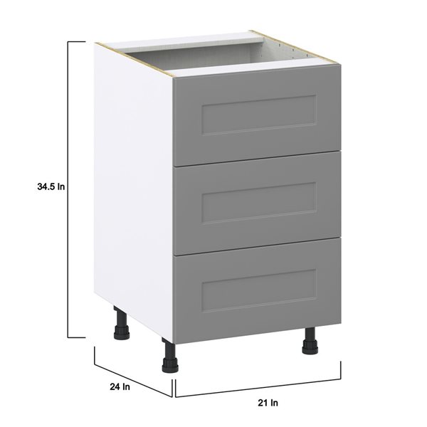 Hugo&Borg Beaumont 21 x 34.5 x 24.88-in Painted Slate Grey Drawer Base Semi-Custom Cabinet