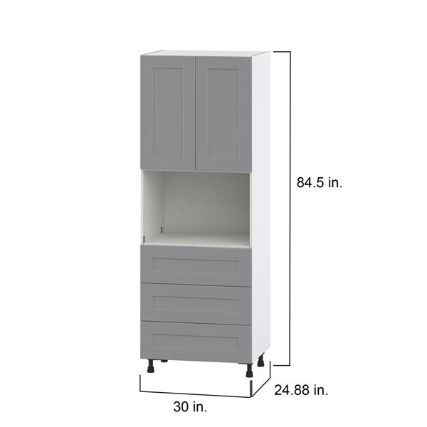 Hugo&Borg Beaumont 30 x 84.5 x 24.88-in Painted Slate Grey Door and Drawer Pantry Semi-Custom Cabinet