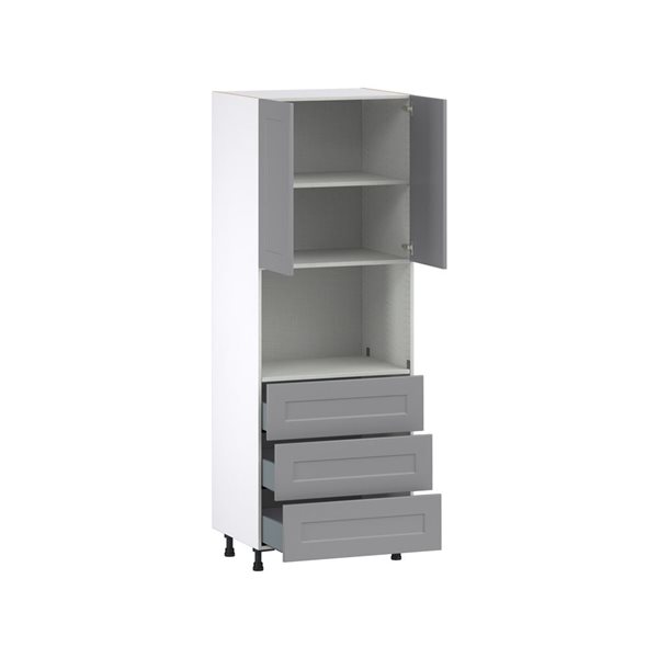 Hugo&Borg Beaumont 30 x 84.5 x 24.88-in Painted Slate Grey Door and Drawer Pantry Semi-Custom Cabinet