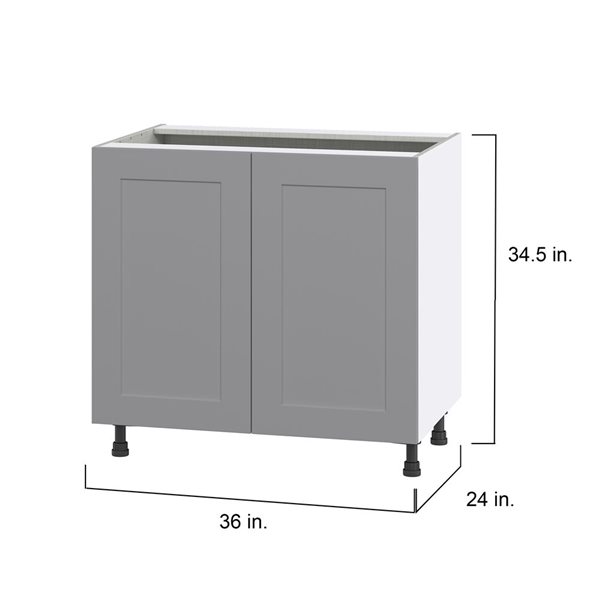 Hugo&Borg Beaumont 36 x 34.5 x 24.88-in Painted Slate Grey Door and Drawer Base Semi-Custom Cabinet