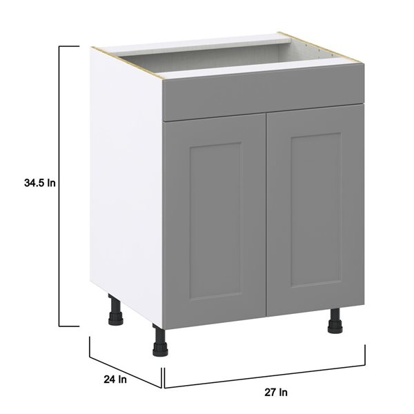 Hugo&Borg Beaumont 27 x 34.5 x 24.88-in Painted Slate Grey Door and Drawer Base Semi-Custom Cabinet