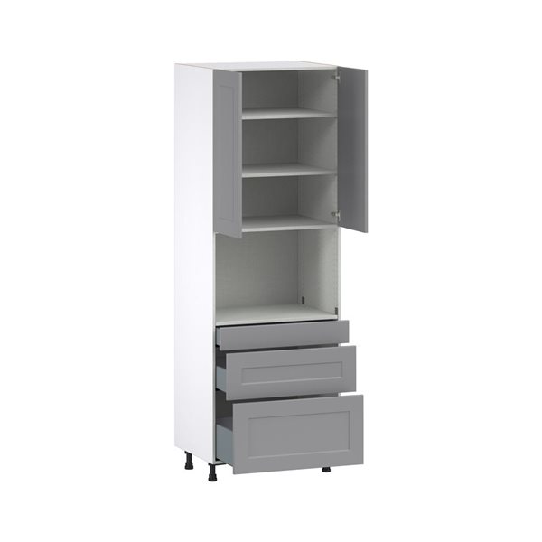 Hugo&Borg Beaumont 30 x 89.5 x 24.88-in Painted Slate Grey Door and Drawer Pantry Semi-Custom Cabinet