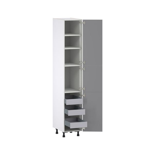 Hugo&Borg Beaumont 15 x 89.5 x 24.88-in Painted Slate Grey Door and Drawer Pantry Semi-Custom Cabinet