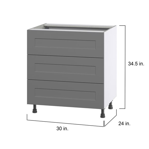 Hugo&Borg Beaumont 30 x 34.5 x 24.88-in Painted Slate Grey Drawer Base Semi-Custom Cabinet