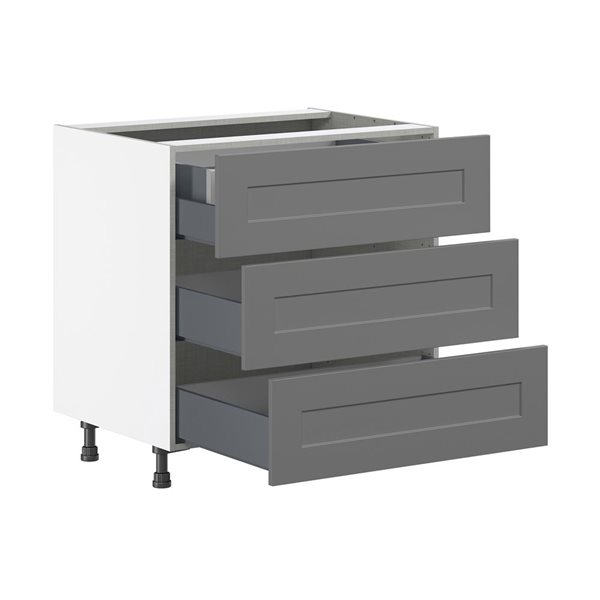 Hugo&Borg Beaumont 30 x 34.5 x 24.88-in Painted Slate Grey Drawer Base Semi-Custom Cabinet