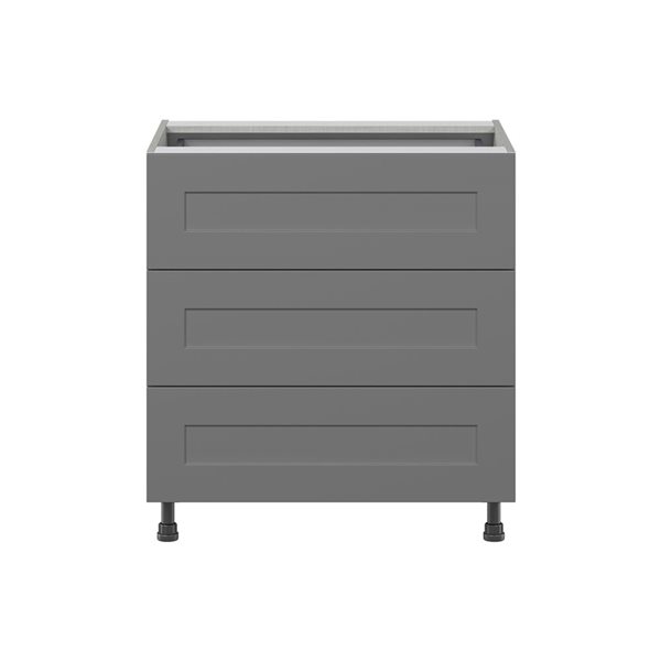 Hugo&Borg Beaumont 30 x 34.5 x 24.88-in Painted Slate Grey Drawer Base Semi-Custom Cabinet